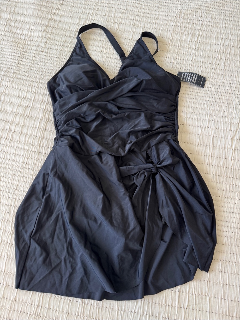 Black One-Piece Ruched Swimsuit with Side Tie